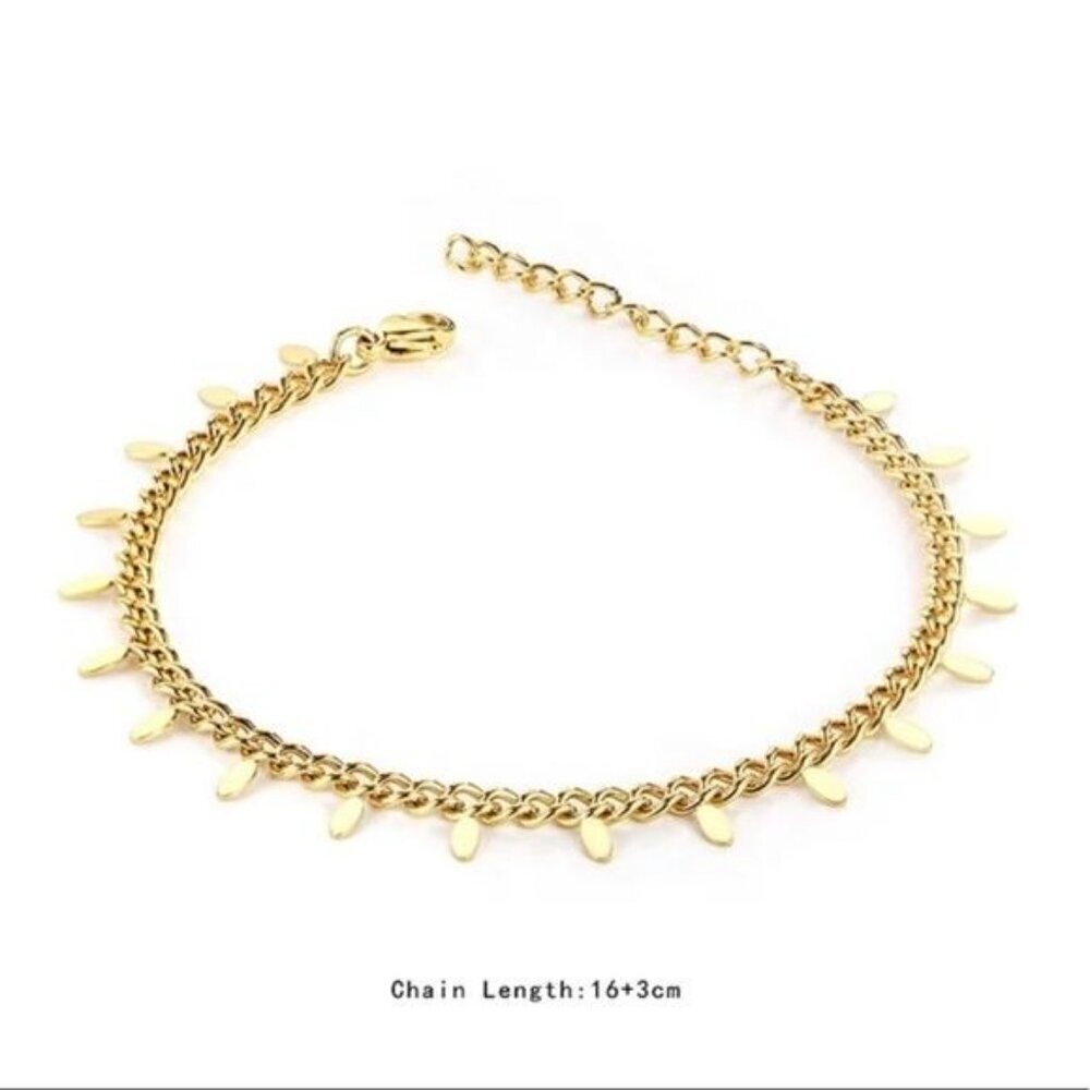 14K gold plated Cuban link stainless steel bracelet 16cm and 3cm extender - Picture 2 of 5